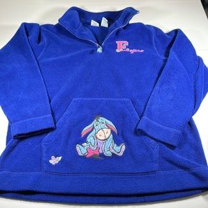 Vintage Disney Eeyore Quarter Zip Fleece Blue sz XL